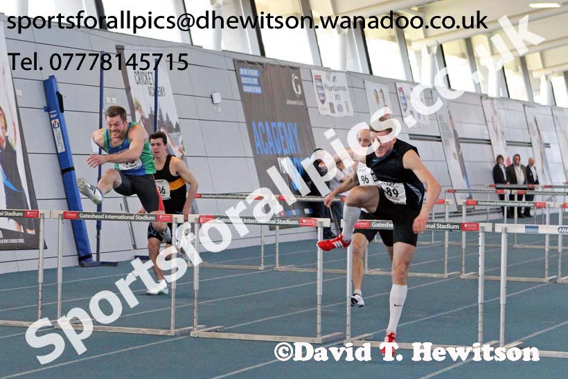 Men's 60 metres hurdles, NECAA Championships and Open Indoor Pentathlon, Gateshead College Academy of Sport. Photo: David T. Hewitson/Sports for All Pics